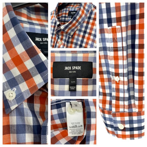 JACK SPADE NEW YORK Palmer Gingham Dobby Button Down Long Sleeve Shirt Size XL - Picture 15 of 16